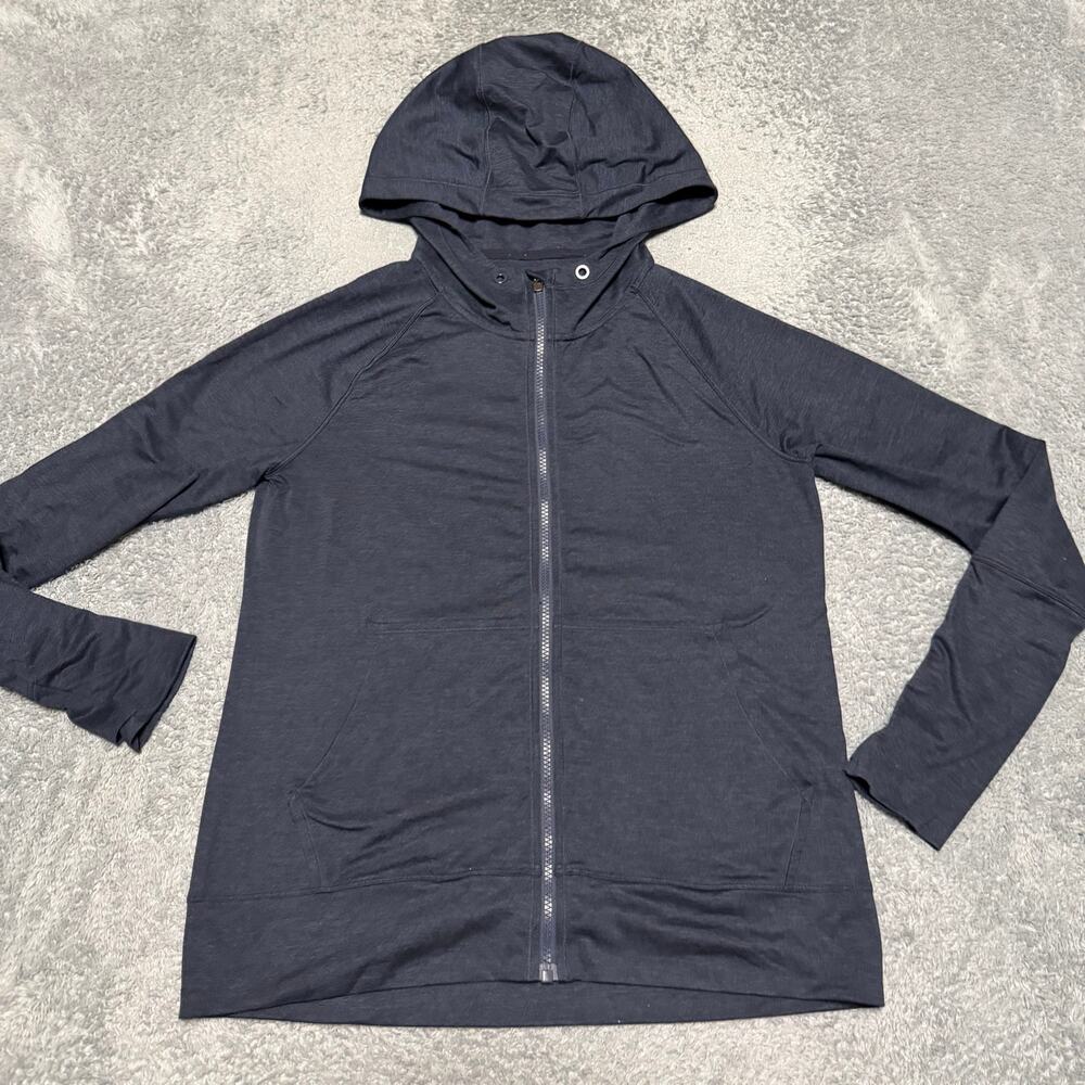 Athleta Uptempo Hoodie Jacket Womens Medium Blue Heather 486403 Zip